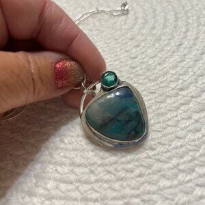 Beautiful QUANTUM QUATRO & GREEN TOPAZ Handmade Sterling 925 Pendant/Chain #634D